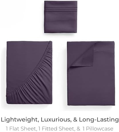Mellanni Iconic 3-Piece, Ultra Soft Sheet Set (Twin XL, Purple)