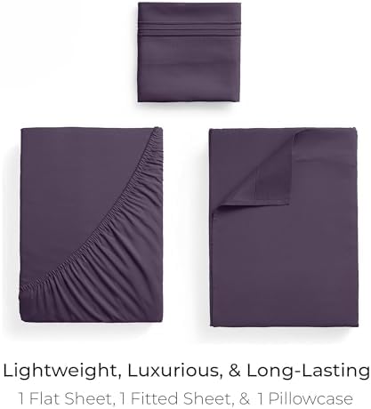 Mellanni Iconic 3-Piece, Ultra Soft Sheet Set (Twin, Purple)