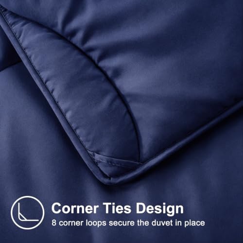 MEELUS Lightweight Comforter Cooling Navy Blue, All Season Duvet Insert