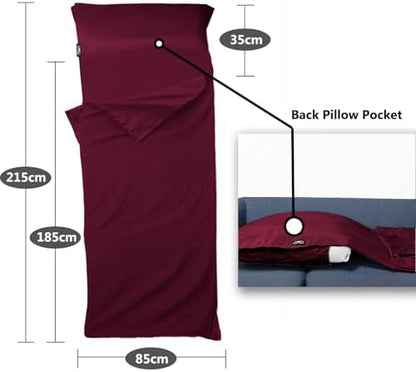 Frelaxy Sleeping Bag Liner, XL Travel Sheet for Camping, Hotels and Hostels