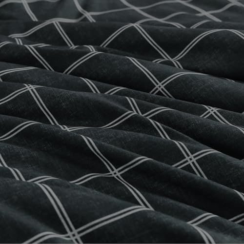 Plaid Twin XL Comforter Set Black 5 Pieces Bed in a Bag for College Dorm