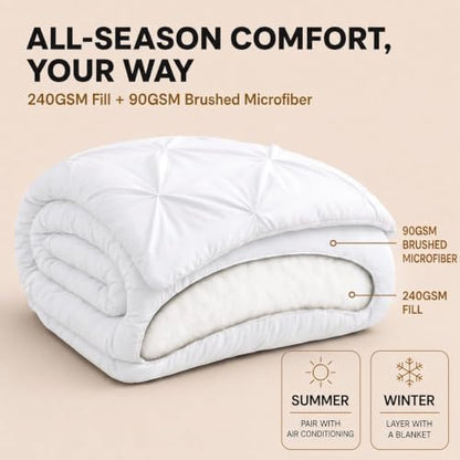 HIMEET Twin Comforter Set White - 5 Pieces Pintuck Bed in a Bag