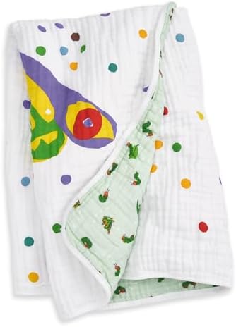 aden + anais Essentials Cotton Muslin Eric Carle Dream Blanket, Perfect for Babies, Infants and Toddlers, Crib Blanket, Nursery Essential, Very Hungry Caterpillar