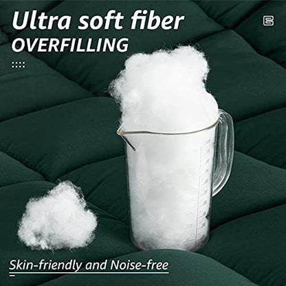 HYLEORY All Season Twin Size Bed Comforter - Cooling Goose Down Alternative Quilted Duvet Insert with Corner Tabs - Winter Warm - Machine Washable - Emerald Green