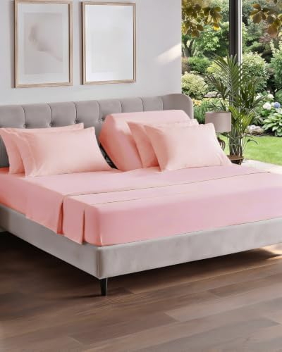 Flex Top Split Head King 6 Piece Sheet Set - Soft & Cooling - Baby Pink