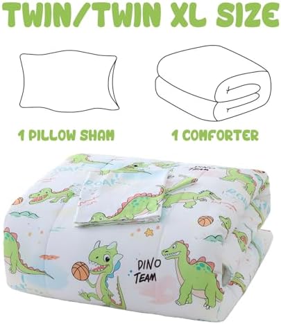Cute Dinosaur Twin Size Bed Comforter Kids Bedding Set
