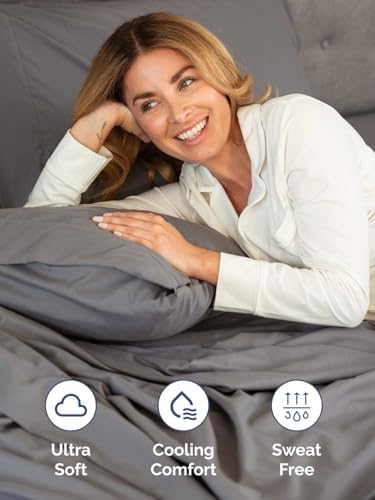 Extra Deep Cal King Sheet Set - 4 Piece Breathable & Cooling - Dark Grey