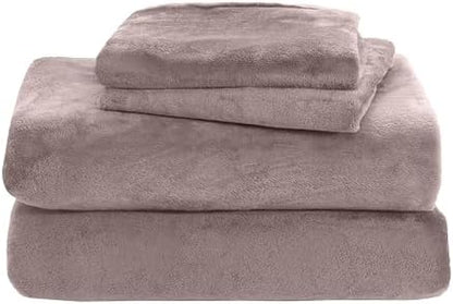 Elegant Comfort Luxuriously Soft 4-Piece Velvet Plush Flannel Sheet Set - Premium Quality - Cozy Warm, Anti-Static, Non Pilling Fuzzy Velvet Flannel Fleece Deep Pocket Sheet Set - Cal King, Taupe