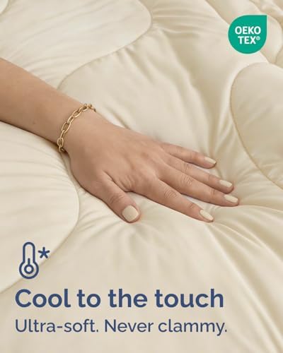 Cooling Comforter Queen Size - Cooling Summer Blanket - 90x90 (Off White)