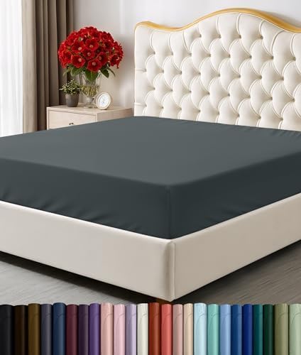Utopia Bedding Cal King Fitted Sheet - Bottom Sheet - Deep Pocket - Soft Microfiber -Shrinkage and Fade Resistant-Easy Care -1 Fitted Sheet Only (Grey)