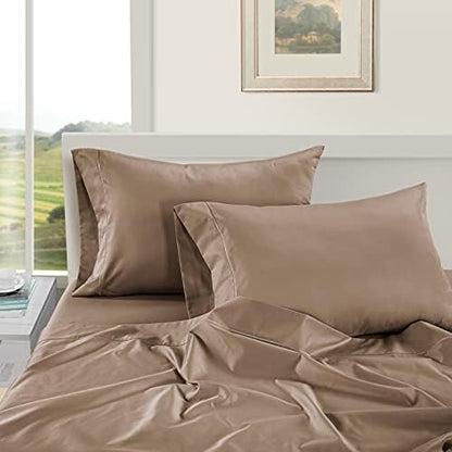 LANE LINEN 100% Egyptian Cotton Full Size Bed Sheets, Machine Washable Naturally Temperature regulating Sustaibable No Pill Fade Resistant Full Size Sheets Set Cotton- Hazelwood