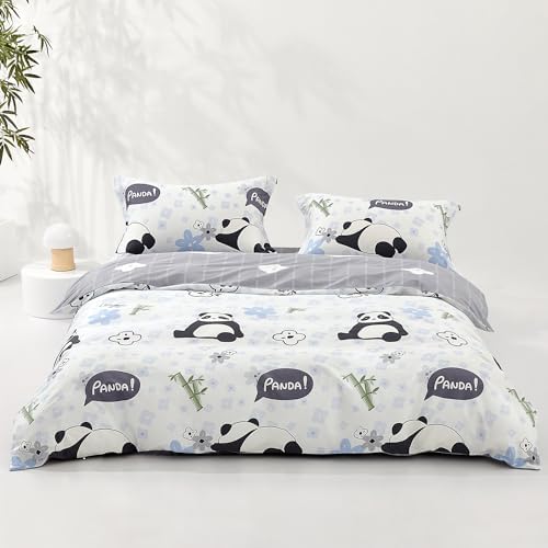SAPHREAS Home Cute Duvet Cover 100% Cotton Cartoon Twin Comforter Cover Set 2pcs with Zipper Closure 1 Duvet Cover 1 Pillowsham Twin Size