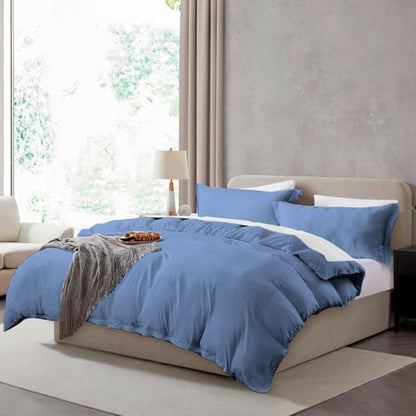 Hearth & Harbor Prewashed California King Duvet Cover Set, Calm Blue
