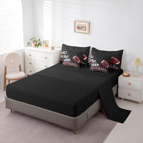 Erosebridal Football Games Kids Boys 7 Piece Bedding Set Twin | Ball Gaming Comforter Set with Sheets Rugby Sports Theme Bed in A Bag Teens Girls Men Bed Sets