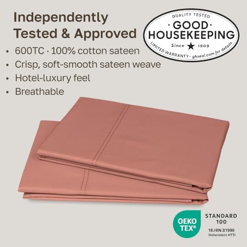 California Design Den 600 TC Set of 2 Queen Pillow Cases, Terracotta
