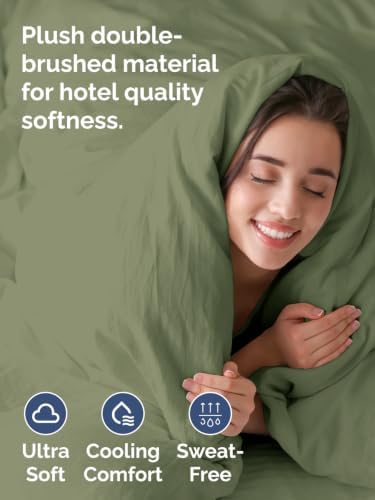 Duvet Cover Full Size - Soft 3 Piece with Zipper Closure - Sage Green