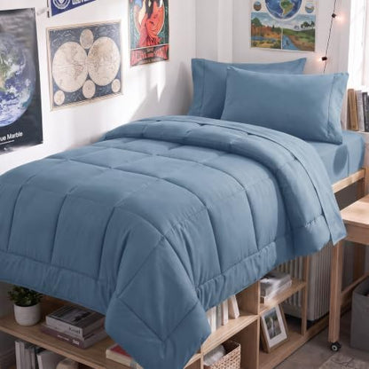 CozyLux Twin XL Comforter Set Dusty Blue - 5 Pieces Twin XL Bed in a Bag