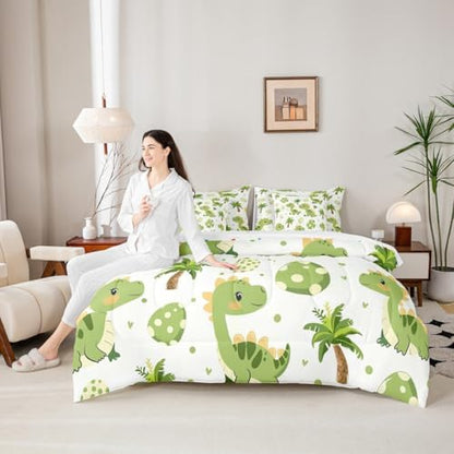 Feelyou Cute Dinosaur 7 Piece Bedding Set for Kids