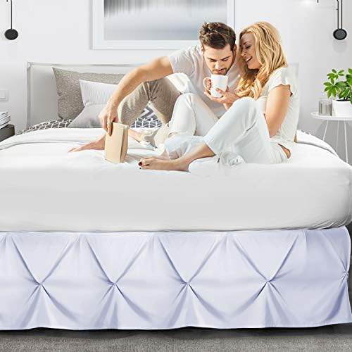 Nestl Ice Blue Bed Skirt Cal King Size, Pinch Pleat Cal King Bed Skirt, 14" Inch Drop Cal King Bedskirt, Hotel Quality Ice Blue Bed Skirts, Premium Microfiber Cal King Size Bed Skirts