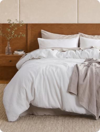 Bedsure PureWoven Cotton Waffle Weave Duvet Cover, King, Duvet Cover Only
