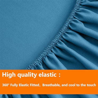 TAIMIT Teal King Comforter Set - 7 Pieces, Bed in a Bag Bedding Sets with All Season Soft Quilted Warm Fluffy Comforter,Flat Sheet,Fitted Sheet,2 Pillow Shams,2 Pillowcases