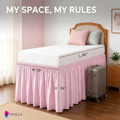 College Dorm Bed Skirt Twin XL 36" Drop, Slit Corner Bedskirt, Dusty Pink