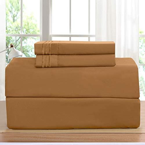 Elegant Comfort Luxurious Bed Sheets Set on Amazon 1500 Premier Wrinkle,Fade and Stain Resistant 4-Piece Bed Sheet Set, Deep Pocket, Full Bronze