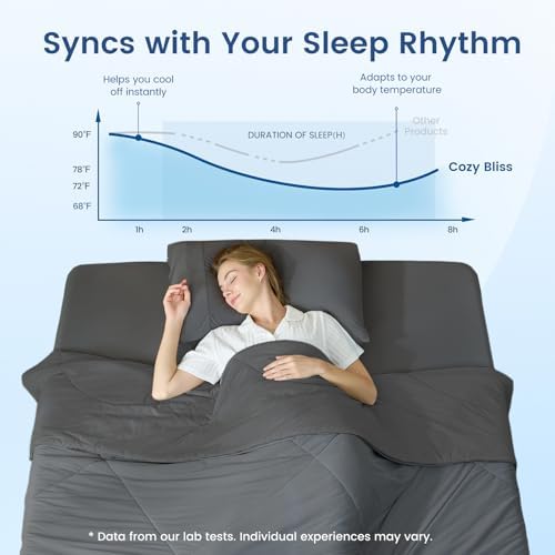 Cozy Bliss Cooling Comforter King Size, Cooling Blankets for Hot Sleepers and Night Sweats, Charcoal Gray Summer Comforter for King Size Bed, Breathable Soft Lightweight Silk Smooth