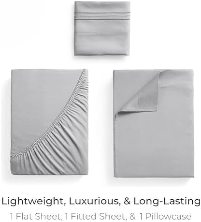 Mellanni Iconic 3-Piece, Ultra Soft Sheet Set (Twin XL, Light Gray)
