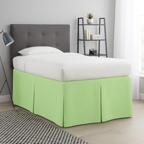 Pleated College Dorm Bed Skirt Luxury Microfiber, Twin XL (39x80) with Split Corners, 25" Long Drop, Hotel-Quality 1800 Ultra-Soft Dust Ruffle, Sage