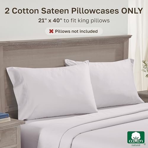 California Design Den 600 TC Set of 2 Pillow Case King Size, Pale Lavender