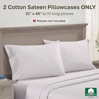 California Design Den 600 TC Set of 2 Pillow Case King Size, Pale Lavender