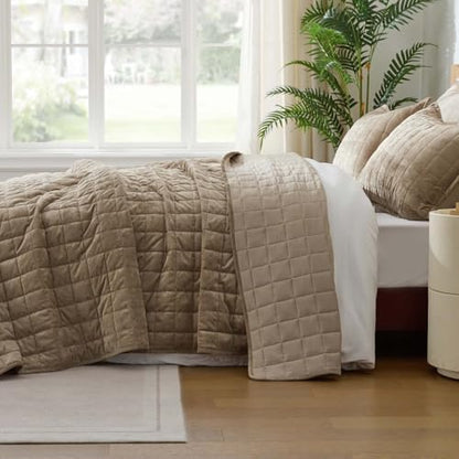 BEDELITE Velvet Quilt Set Queen Size, Luxury Velvet Comforter Bedding