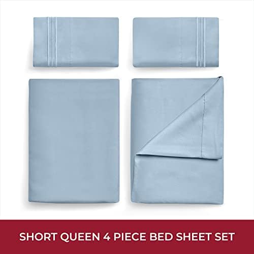 Mellanni Iconic 4-PC, Ultra Soft Sheet Set (RV/Short Queen, Blue Hydrangea)