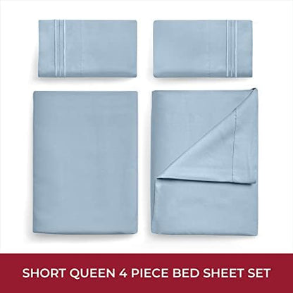Mellanni Iconic 4-PC, Ultra Soft Sheet Set (RV/Short Queen, Blue Hydrangea)