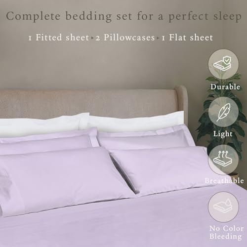 Threadmill 500 Thread Count Cotton Full Sheet Set, Sateen, Solid, Lilac