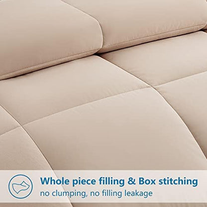 EASELAND Twin XL Down Alternative Comforter, Beige, 68x92 Inches