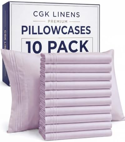Queen Pillow Cases Set of 10 - Soft Pillowcase Covers - Light Lavender