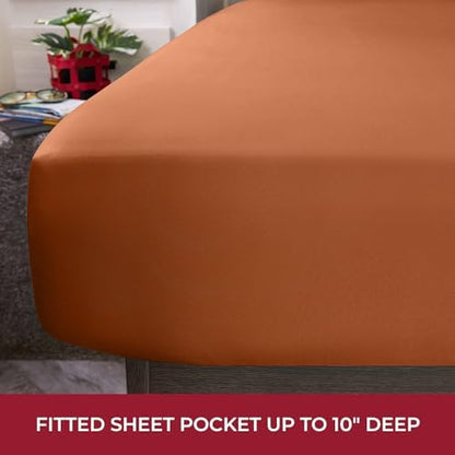 Mellanni Iconic 4-Piece, Ultra Soft Sheet Set (RV/Short Queen, Terracotta)