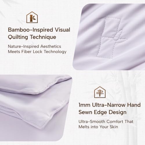 JSELF Cooling Comforter, 100% Viscose Derived from Bamboo Filling Summer Blanket for Hot Sleepers with Cool Fabric, Lightweight, Breathable & Machine Washable, 68"×90", Purple
