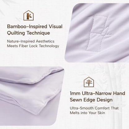 JSELF Cooling Comforter, 100% Viscose Derived from Bamboo Filling Summer Blanket for Hot Sleepers with Cool Fabric, Lightweight, Breathable & Machine Washable, 68"×90", Purple