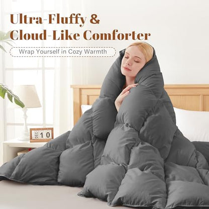 Cosybay Feather and Down Fiber Comforter Insert King, 100% Cotton Cover