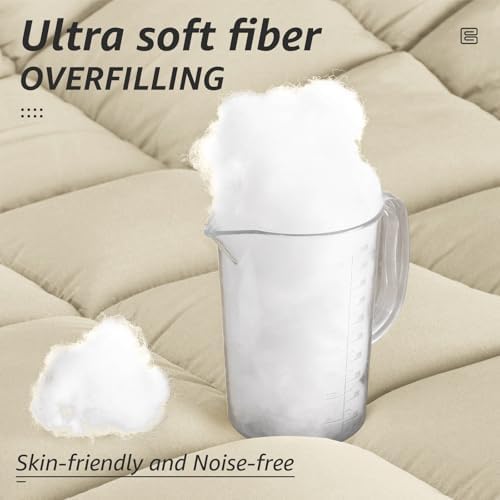 HYLEORY All Season Twin Size Bed Comforter - Cooling Down Alternative Quilted Duvet Insert with Corner Tabs - Winter Warm - Machine Washable - Beige
