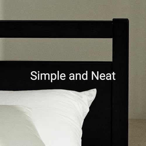 LIFEMENT Signature Wood Platform Bed Frame with Headboard, Essential, Noise Free, Under Bed Storage, No Box Spring Needed, Easy Assembly (Black, Full)