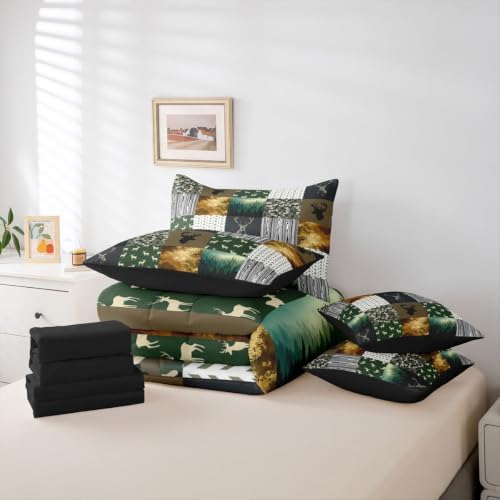Feelyou Deer Hunting Comforter Set with Sheets 7 Piece Full Size