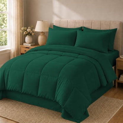 Anluoer Queen Comforter Set 7 Piece, Soft Bed in a Bag Queen Bedding Sets