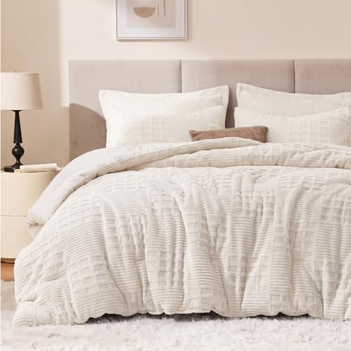 EXQ Home Waffle Fluffy Comforter Set Twin Size - Beige