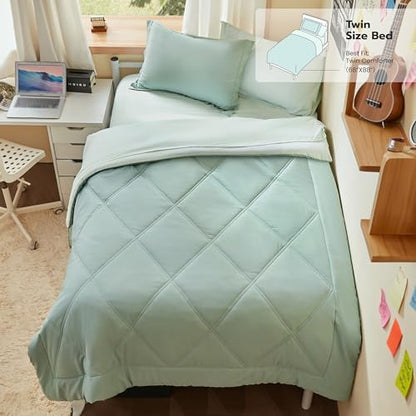 Joiedomi Twin Comforter Set with Sheets Sage Green, 5 Pieces Twin Bedding Sets with 1 Down Alternative Comforter, 1 Flat Sheet, 1 Fitted Sheet, 1 Pillowcase and 1 Pillow Sham Bed in a Bag All Seasons