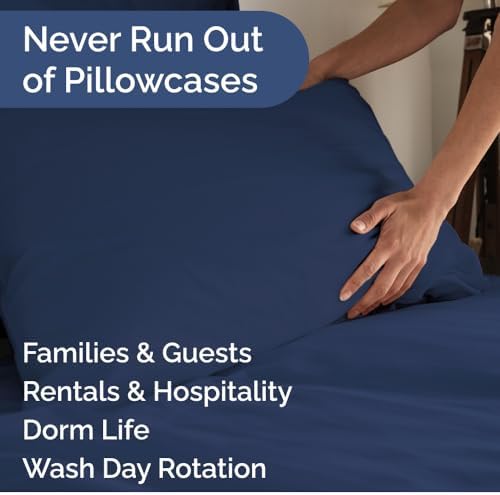 Standard Pillow Cases Set of 8 - Ultra Soft Pillowcase Covers - Navy Blue