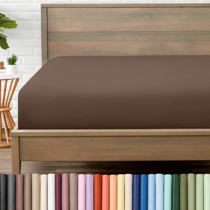 Bare Home Full Fitted Sheet - 1800 Ultra-Soft (Full, Cocoa)